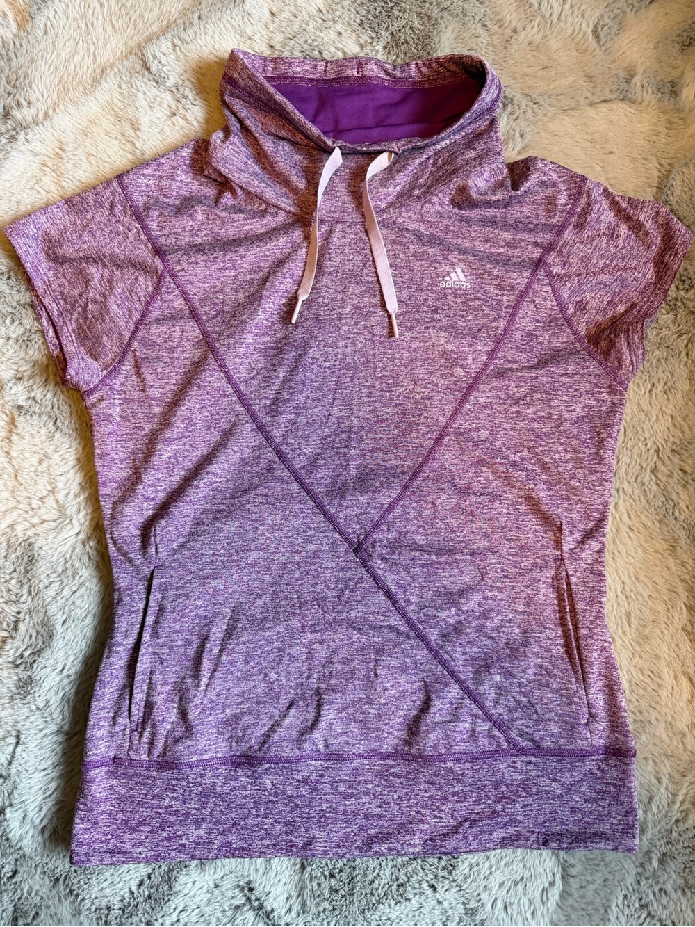adidas Heather Purple Short-Sleeve Pullover with long neck